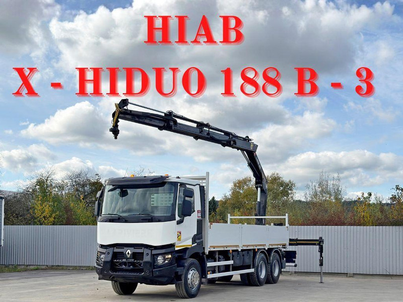 Renault C 380* HIAB X-HIDUO 188 B-3/FUNK*6x4 - Platós teherautó, Darus autó: 1 kép. Renault C 380* HIAB X-HIDUO 188 B-3/FUNK*6x4 - Platós teherautó, Darus autó: 1 kép.