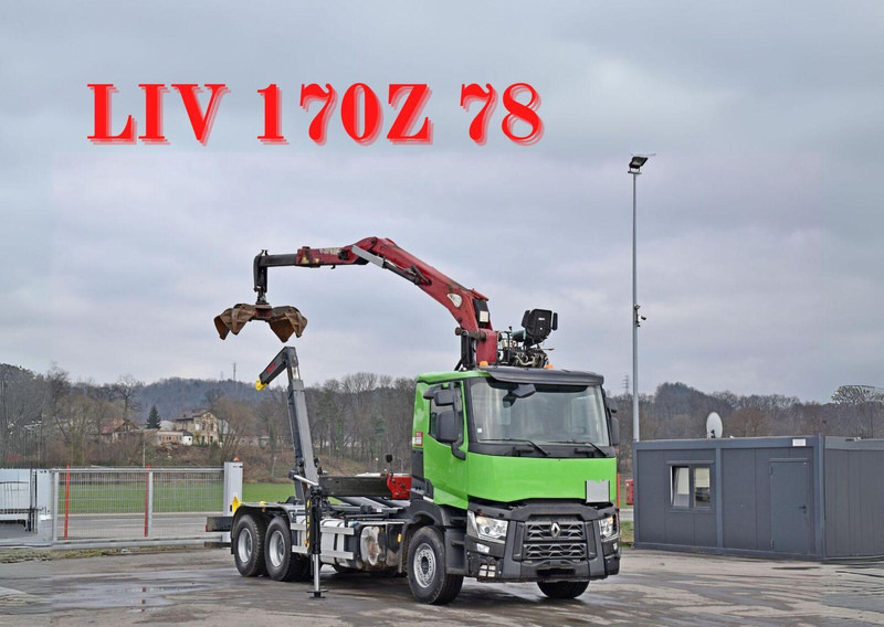 Renault C430* ABROLLKIPPER *LIV 170Z 78 * 6x4 - Horgos rakodó teherautó, Darus autó: 1 kép. Renault C430* ABROLLKIPPER *LIV 170Z 78 * 6x4 - Horgos rakodó teherautó, Darus autó: 1 kép.