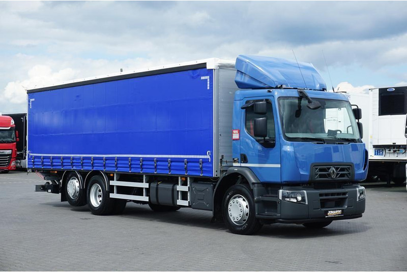 Renault D 320 / EURO 6 / FIRANKA + WINDA / 21 PALET / ŁAD. 16 530 KG - Ponyvás teherautó: 2 kép. Renault D 320 / EURO 6 / FIRANKA + WINDA / 21 PALET / ŁAD. 16 530 KG - Ponyvás teherautó: 2 kép.