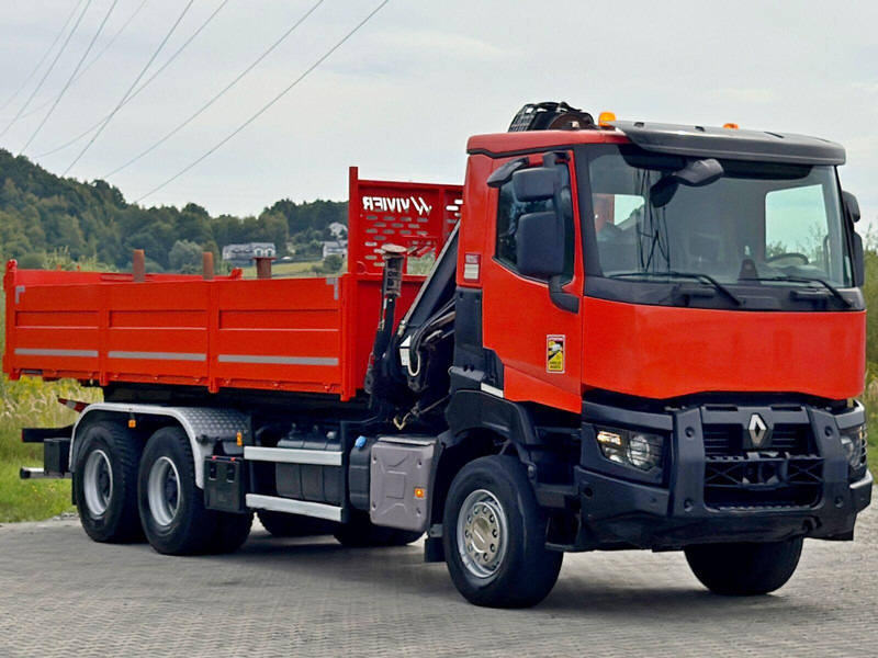 Renault K 380 * HIAB 144 BS - 3 HIDUO + FUNK * 6x4 * TOP - Billenőplatós teherautó, Darus autó: 4 kép. Renault K 380 * HIAB 144 BS - 3 HIDUO + FUNK * 6x4 * TOP - Billenőplatós teherautó, Darus autó: 4 kép.