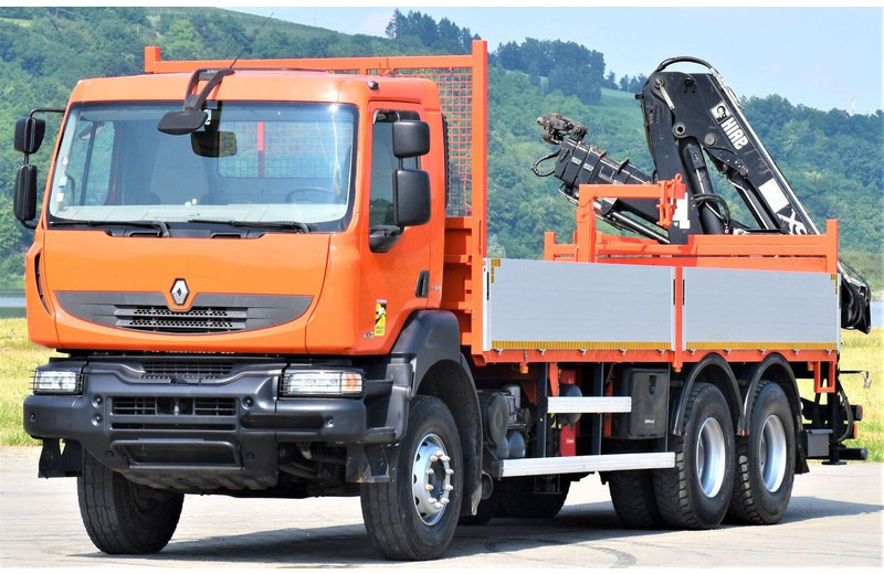 Renault KERAX 410 * HIAB 144 B-3 HIDUO / 6x4 * TOP - Platós teherautó, Darus autó: 4 kép. Renault KERAX 410 * HIAB 144 B-3 HIDUO / 6x4 * TOP - Platós teherautó, Darus autó: 4 kép.