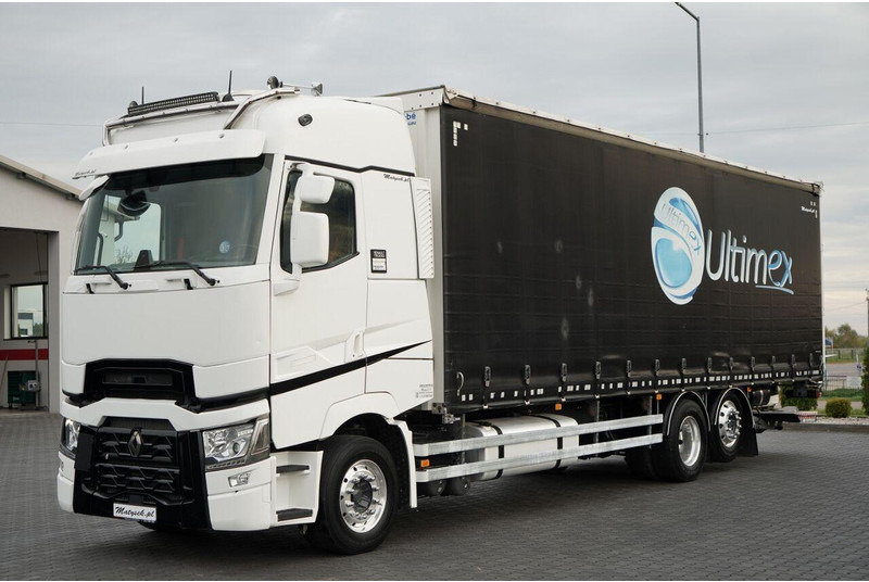 Renault T 440 / 6X2 / SOLÓWKA / FIRANKA 9.5 M / I-PARK COOL / WINDA / AL - Ponyvás teherautó: 1 kép. Renault T 440 / 6X2 / SOLÓWKA / FIRANKA 9.5 M / I-PARK COOL / WINDA / AL - Ponyvás teherautó: 1 kép.