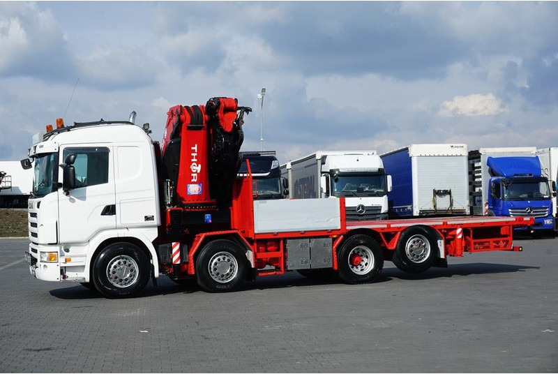 Scania G 480 / 8 X 2 / SKRZYNIOWY + HDS / HMF THOR - O K6 + JIB FJ 2000 - Platós teherautó, Darus autó: 4 kép. Scania G 480 / 8 X 2 / SKRZYNIOWY + HDS / HMF THOR - O K6 + JIB FJ 2000 - Platós teherautó, Darus autó: 4 kép.