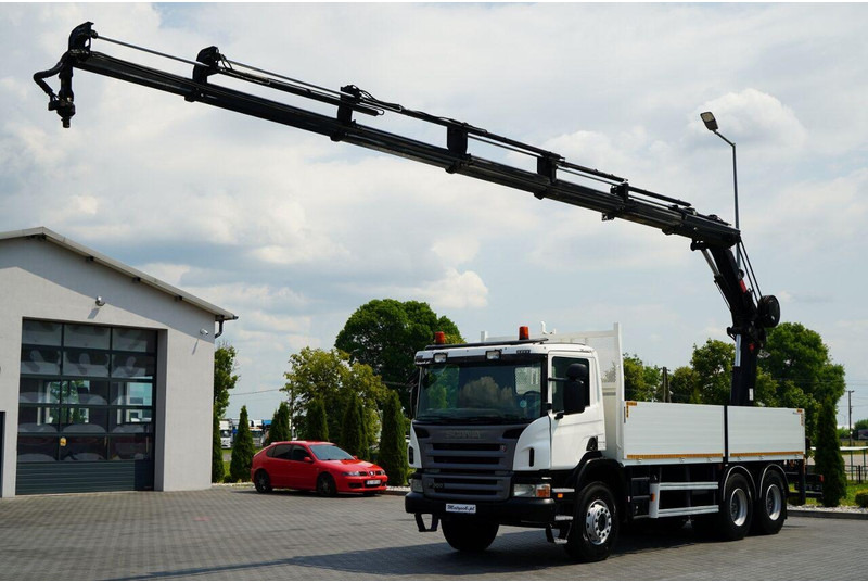 Scania P 360 / 6X4 / SKRZYNIOWY 4.85 + HDS HIAB 211 E-6 HIDUO / UDŹWIG - Platós teherautó, Darus autó: 3 kép. Scania P 360 / 6X4 / SKRZYNIOWY 4.85 + HDS HIAB 211 E-6 HIDUO / UDŹWIG - Platós teherautó, Darus autó: 3 kép.