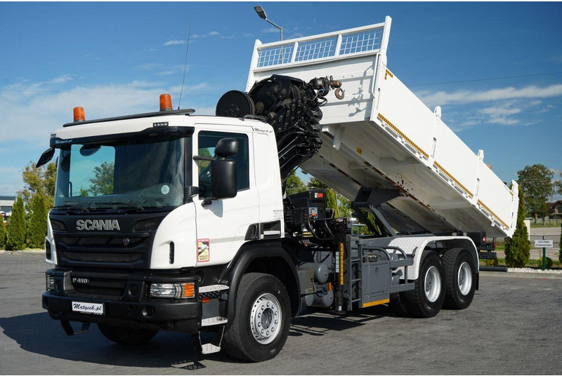 Scania P 410 / 6x4 / WYWROTKA - 6 M + HDS HIAB XS 211 / STEROWANIE RADI - Billenőplatós teherautó, Darus autó: 1 kép. Scania P 410 / 6x4 / WYWROTKA - 6 M + HDS HIAB XS 211 / STEROWANIE RADI - Billenőplatós teherautó, Darus autó: 1 kép.