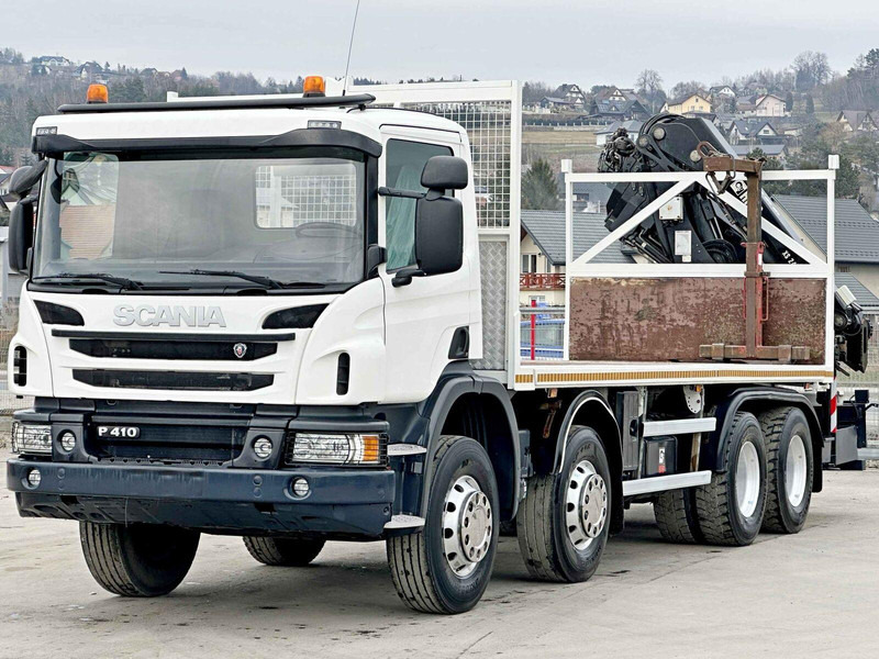 Scania P 410*PLATFORM 7,00m*HIAB 244 E-5 HIPRO+FUNK/8x4 - Platós teherautó, Darus autó: 4 kép. Scania P 410*PLATFORM 7,00m*HIAB 244 E-5 HIPRO+FUNK/8x4 - Platós teherautó, Darus autó: 4 kép.
