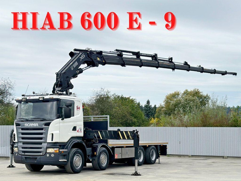 Scania R 620*PLATFORM 6,45m*HIAB 600 E - 9 + FUNK / 8x4 - Platós teherautó, Darus autó: 1 kép. Scania R 620*PLATFORM 6,45m*HIAB 600 E - 9 + FUNK / 8x4 - Platós teherautó, Darus autó: 1 kép.