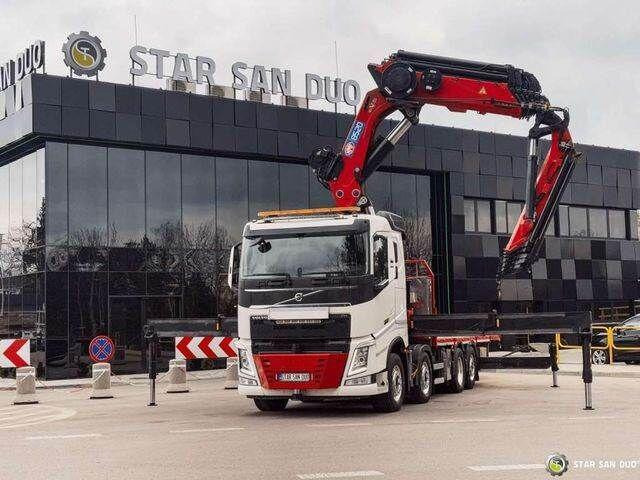 Volvo FH 550 8x2 HMF 8520 FLY JIB Winch Crane Euro 6 - Platós teherautó, Darus autó: 2 kép. Volvo FH 550 8x2 HMF 8520 FLY JIB Winch Crane Euro 6 - Platós teherautó, Darus autó: 2 kép.