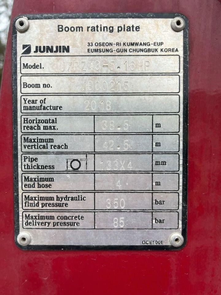 Betonpumpa Volvo FMX500 8x4 / JUN JIN 43 mtr pump: 9 kép.
