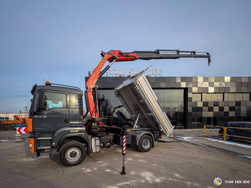 MAN TGS 18.480 PALFINGER PK 16502 HDS Crane,Kipper - Billenőplatós teherautó: 2 kép. MAN TGS 18.480 PALFINGER PK 16502 HDS Crane,Kipper - Billenőplatós teherautó: 2 kép.