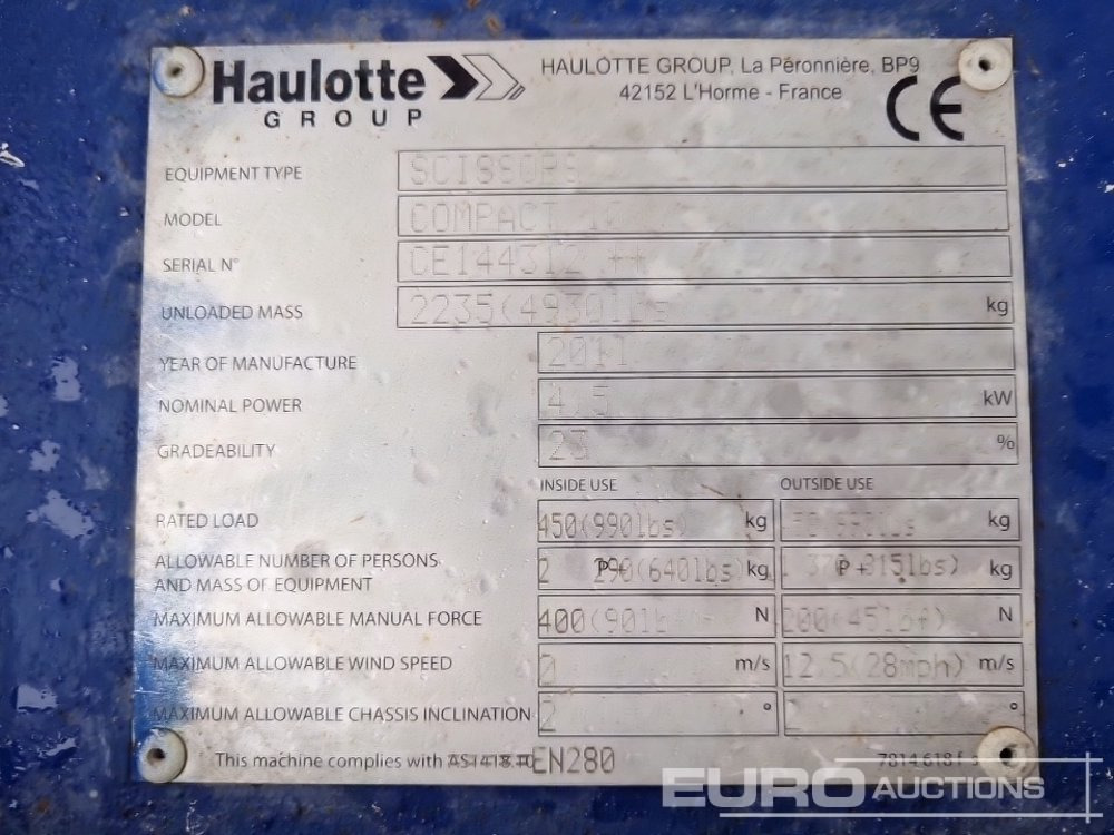 Emelő 2011 Haulotte Compact 10: 20 kép.