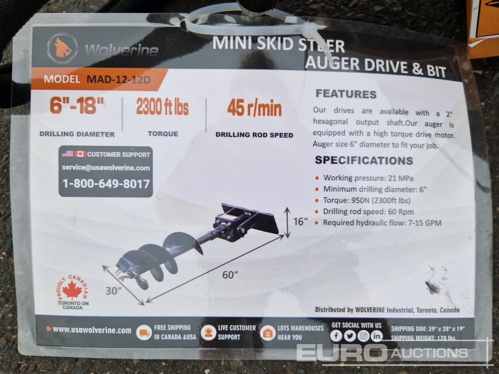 Anyagmozgató gép Unused Mini Auger Drive & Bit: 9 kép.