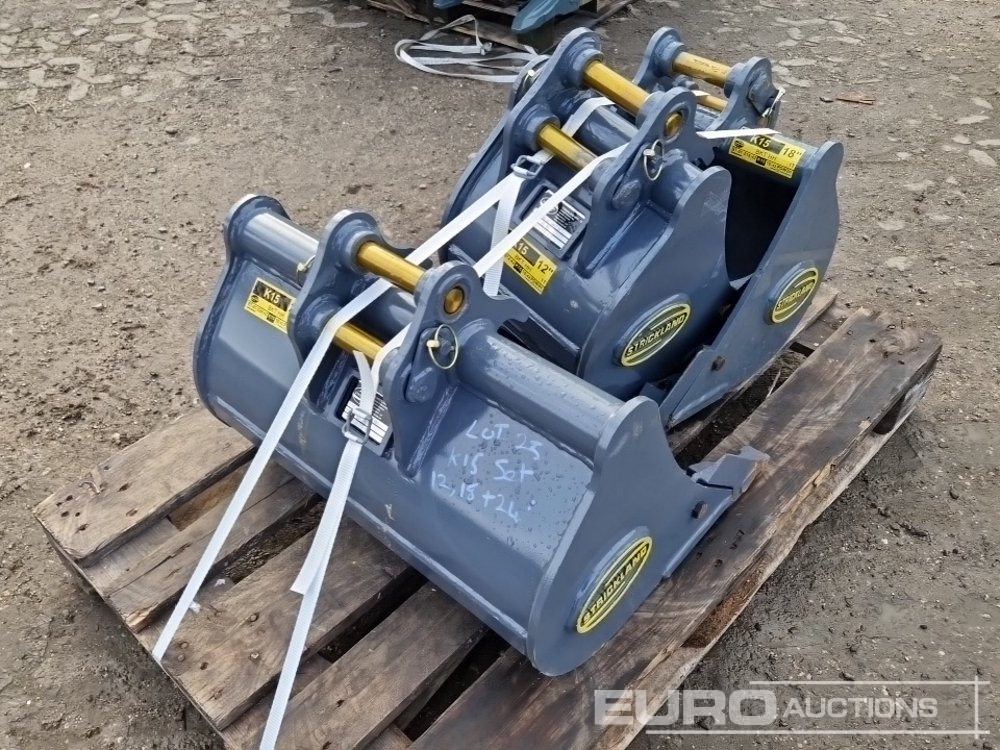 Unused Strickland 24", 18", 12" Bucket Set to suit Kubota KX15 (3 of) - Kanál: 3 kép. Unused Strickland 24", 18", 12" Bucket Set to suit Kubota KX15 (3 of) - Kanál: 3 kép.