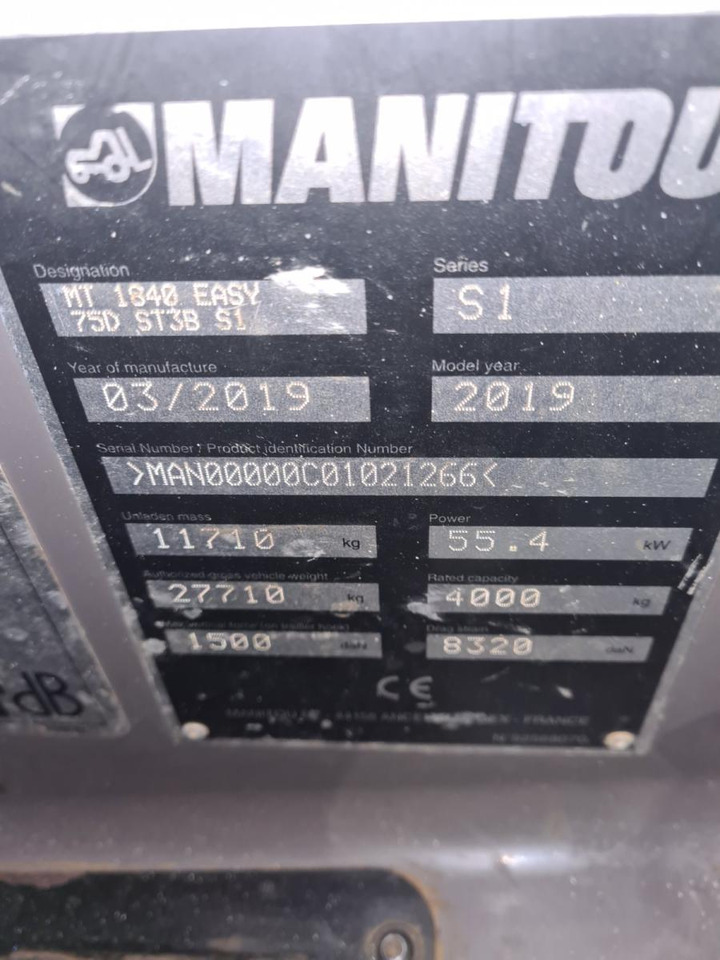 MANITOU MT1840 / 2019 - Teleszkópos rakodó: 4 kép. MANITOU MT1840 / 2019 - Teleszkópos rakodó: 4 kép.