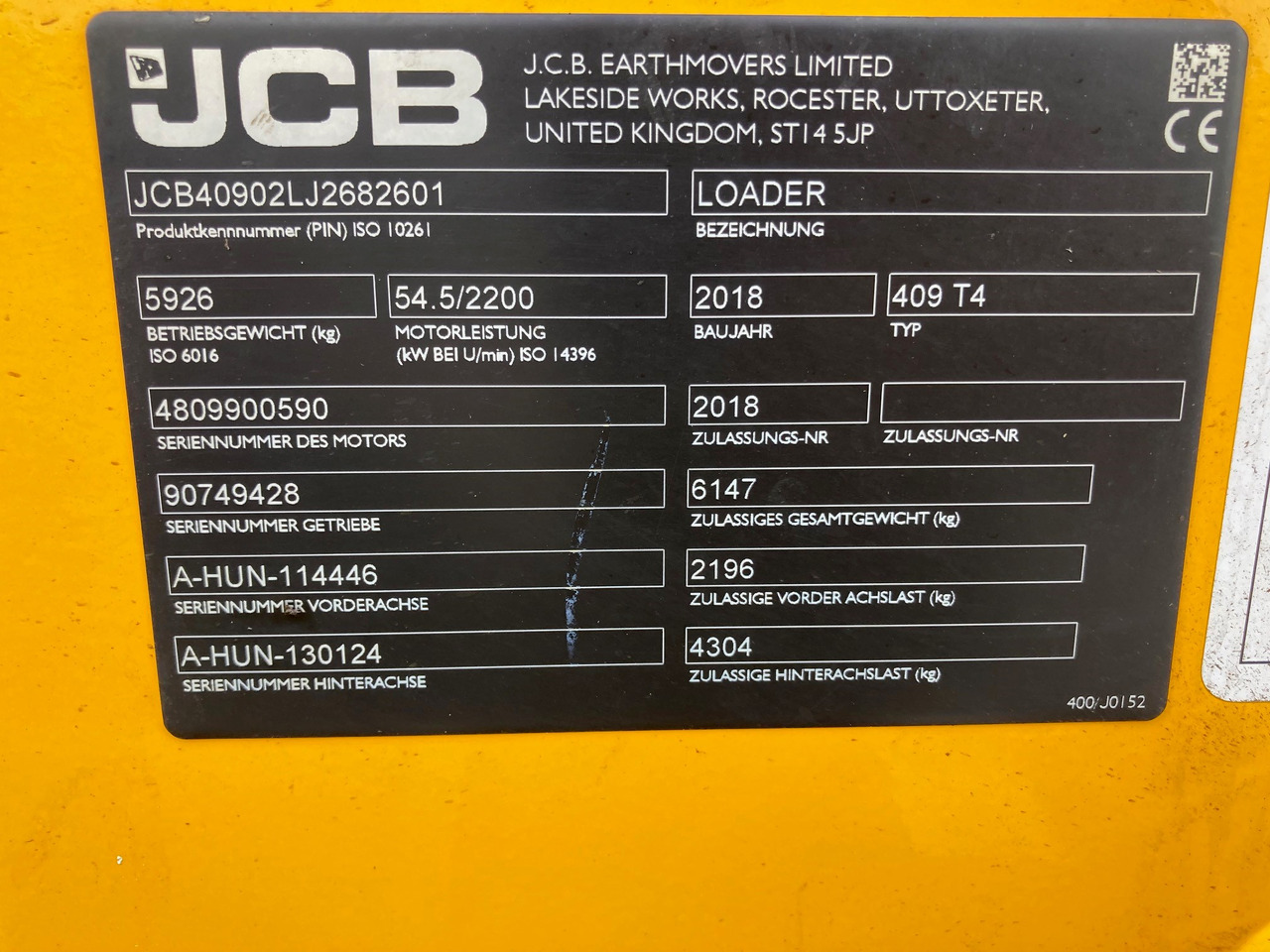 JCB Radlader Typ 409 - Rakodógép: 2 kép. JCB Radlader Typ 409 - Rakodógép: 2 kép.