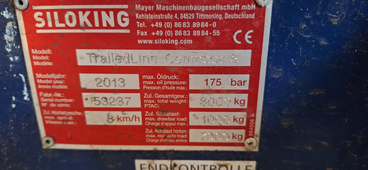 Siloking TrailedLine Compact 8 - Etetőkocsi: 5 kép. Siloking TrailedLine Compact 8 - Etetőkocsi: 5 kép.