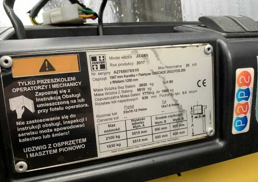Hyster J3.0XN - Elektromos targonca: 4 kép. Hyster J3.0XN - Elektromos targonca: 4 kép.