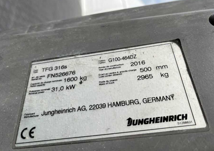 Jungheinrich TFG316s - Gázüzemű targonca: 4 kép. Jungheinrich TFG316s - Gázüzemű targonca: 4 kép.