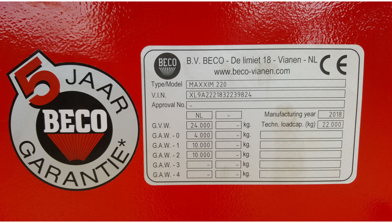 Új Pótkocsi billenőplatós Beco Maxxim 220: 9 kép.