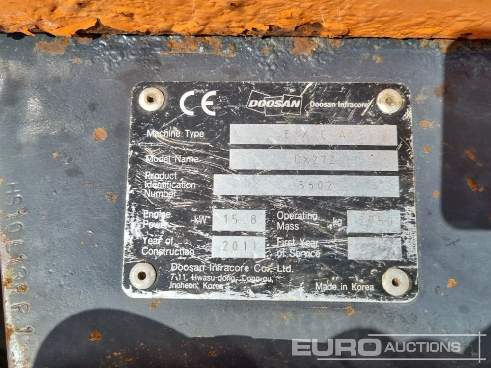 Minikotró 2011 Doosan DX27Z: 47 kép.