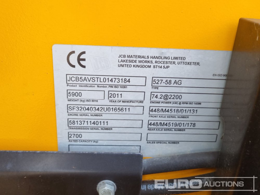 Teleszkópos rakodó 2011 JCB 527-58 Agri: 39 kép.