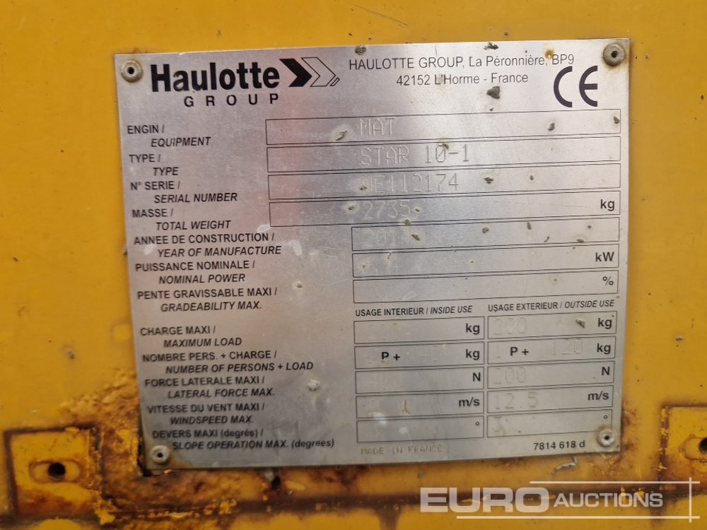 Emelő 2014 Haulotte STAR10-1: 36 kép.