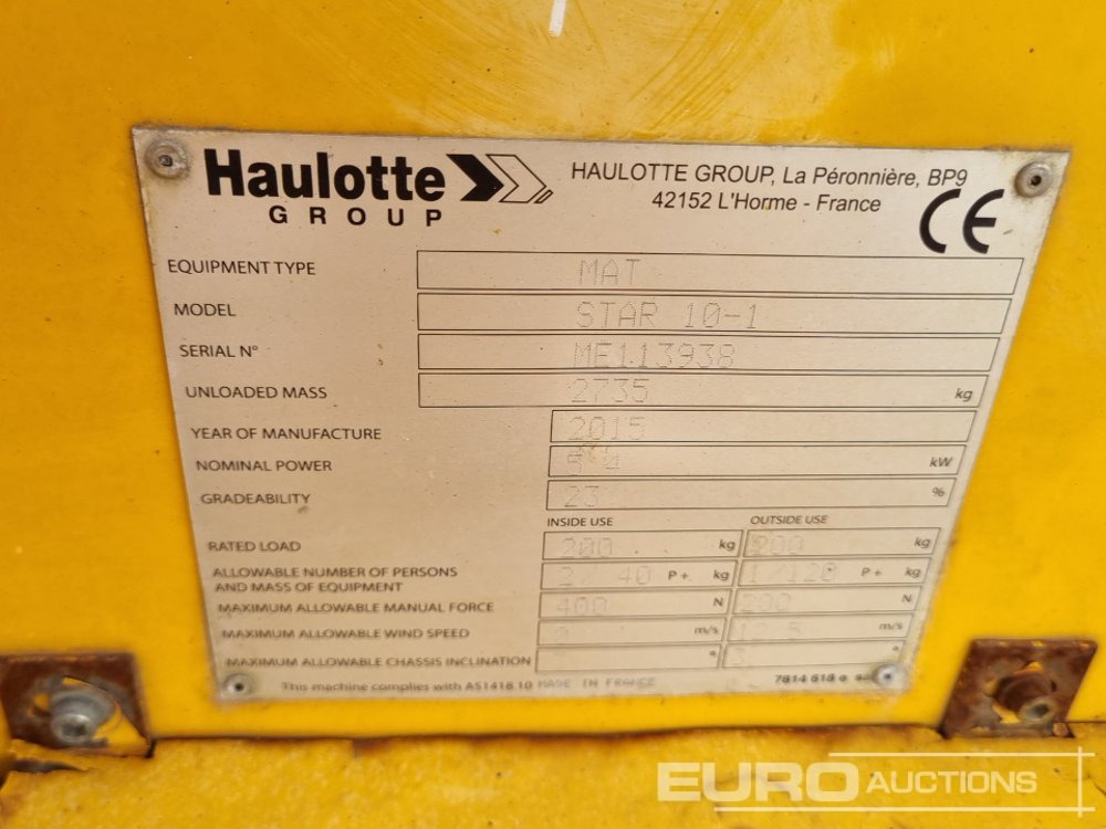 Emelő 2015 Haulotte Star 10-1: 32 kép.