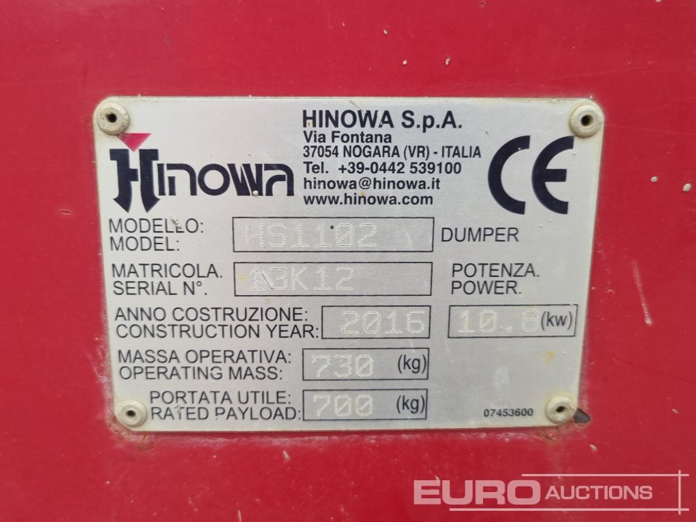 Lánctalpas dömper 2016 Hinowa HS1102: 24 kép.