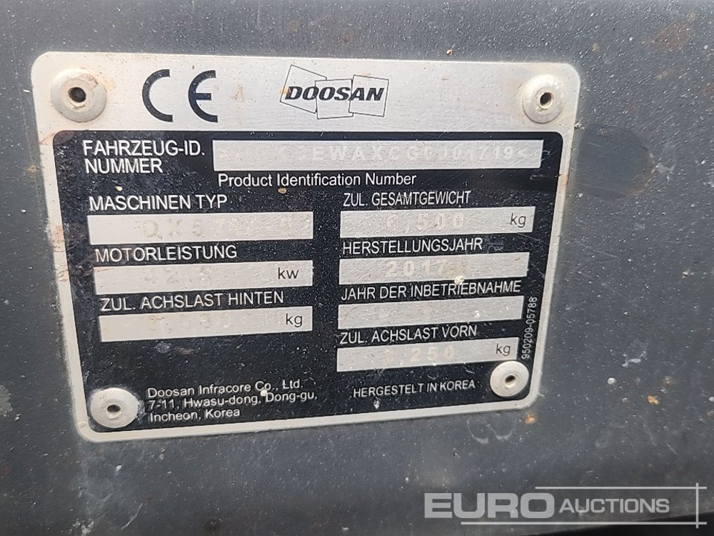 Gumikerekes kotró 2017 Doosan DX57W-5: 46 kép.