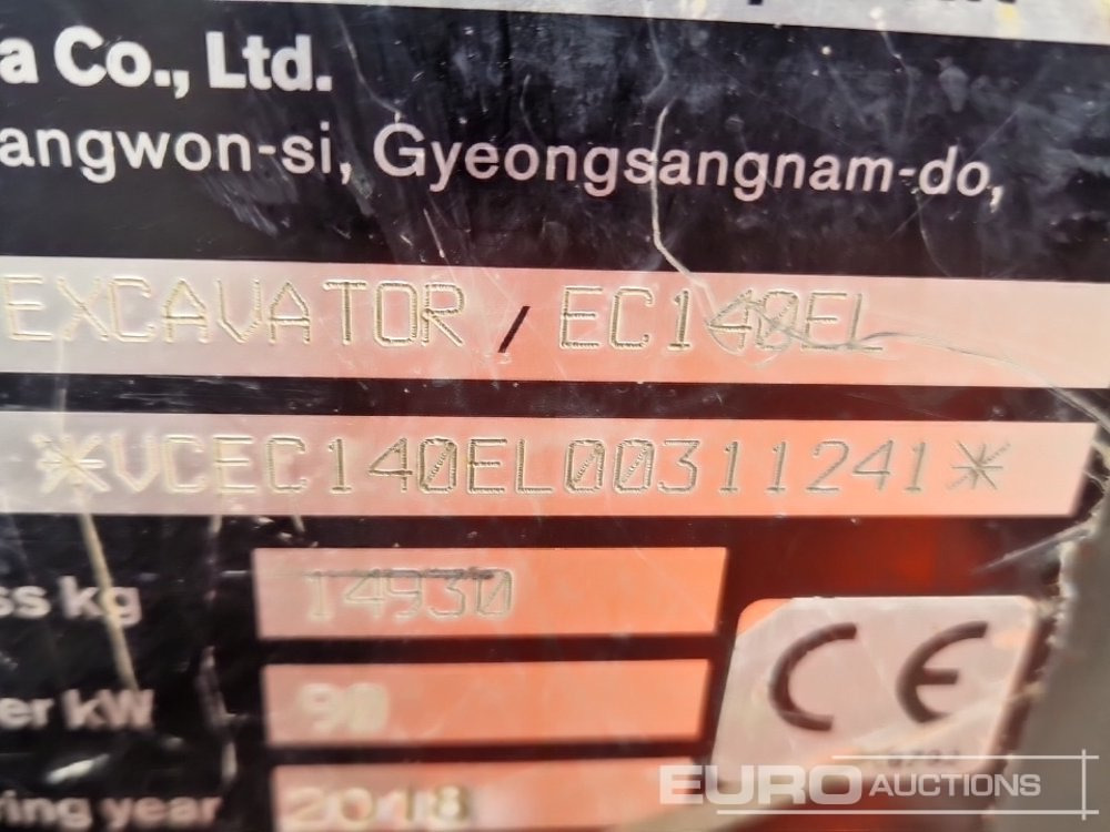 Lánctalpas kotró 2018 Volvo EC140EL: 42 kép.