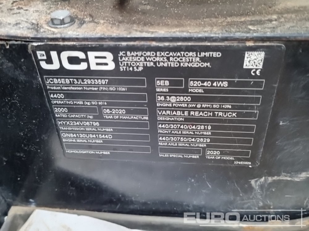 2020 JCB 520-40 - Teleszkópos rakodó: 1 kép. 2020 JCB 520-40 - Teleszkópos rakodó: 1 kép.