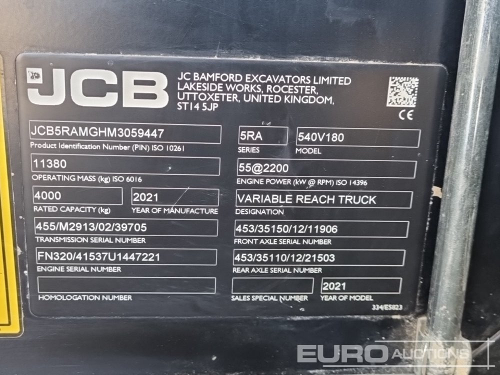 Teleszkópos rakodó 2021 JCB 540-180 Hi Viz: 41 kép.