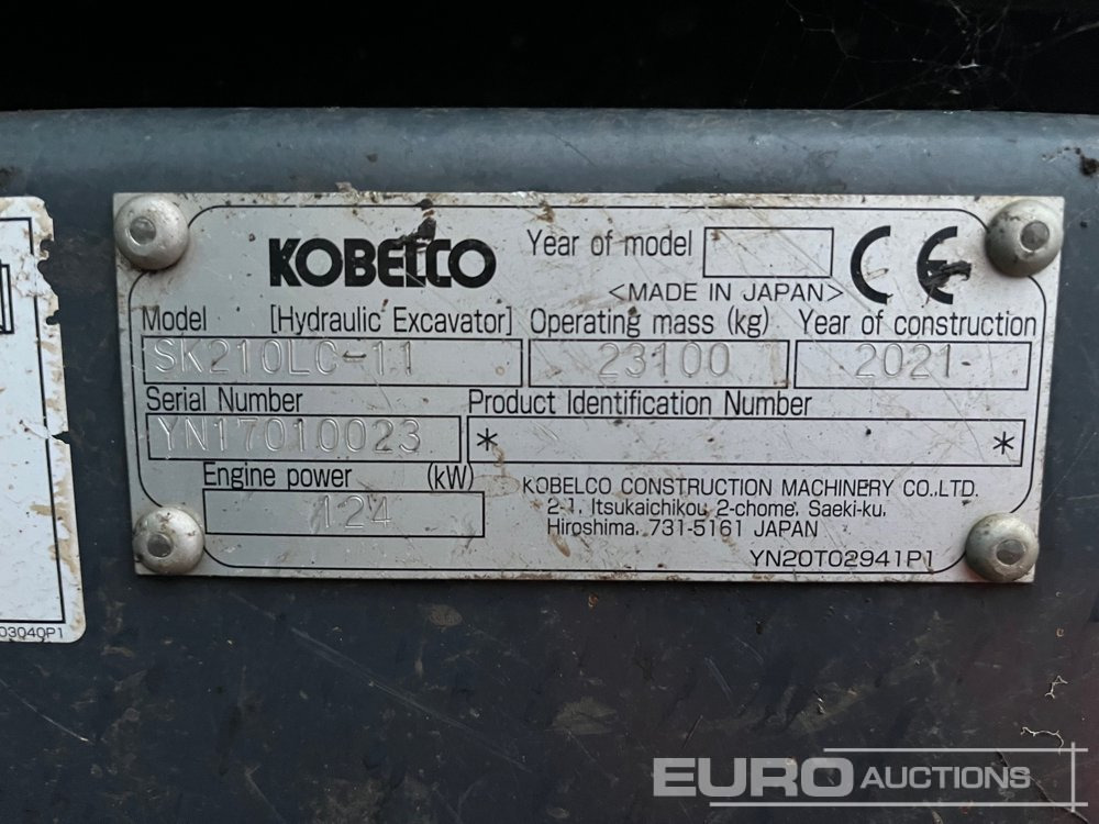 2021 Kobelco SK210LC-11 - Lánctalpas kotró: 4 kép. 2021 Kobelco SK210LC-11 - Lánctalpas kotró: 4 kép.