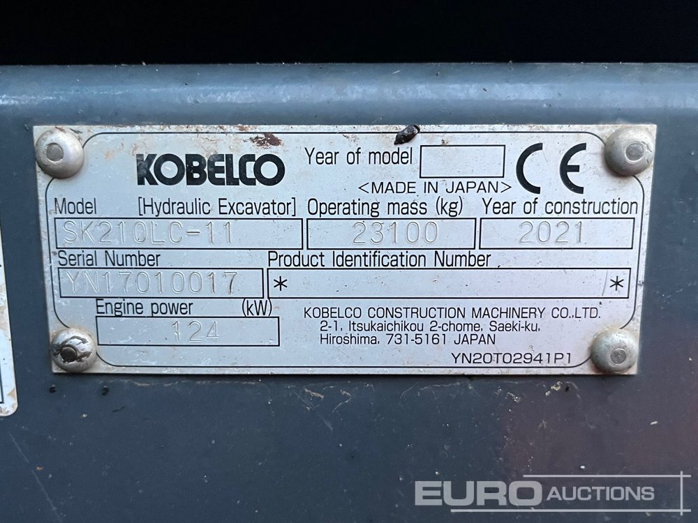 2021 Kobelco SK210LC-11 - Lánctalpas kotró: 3 kép. 2021 Kobelco SK210LC-11 - Lánctalpas kotró: 3 kép.