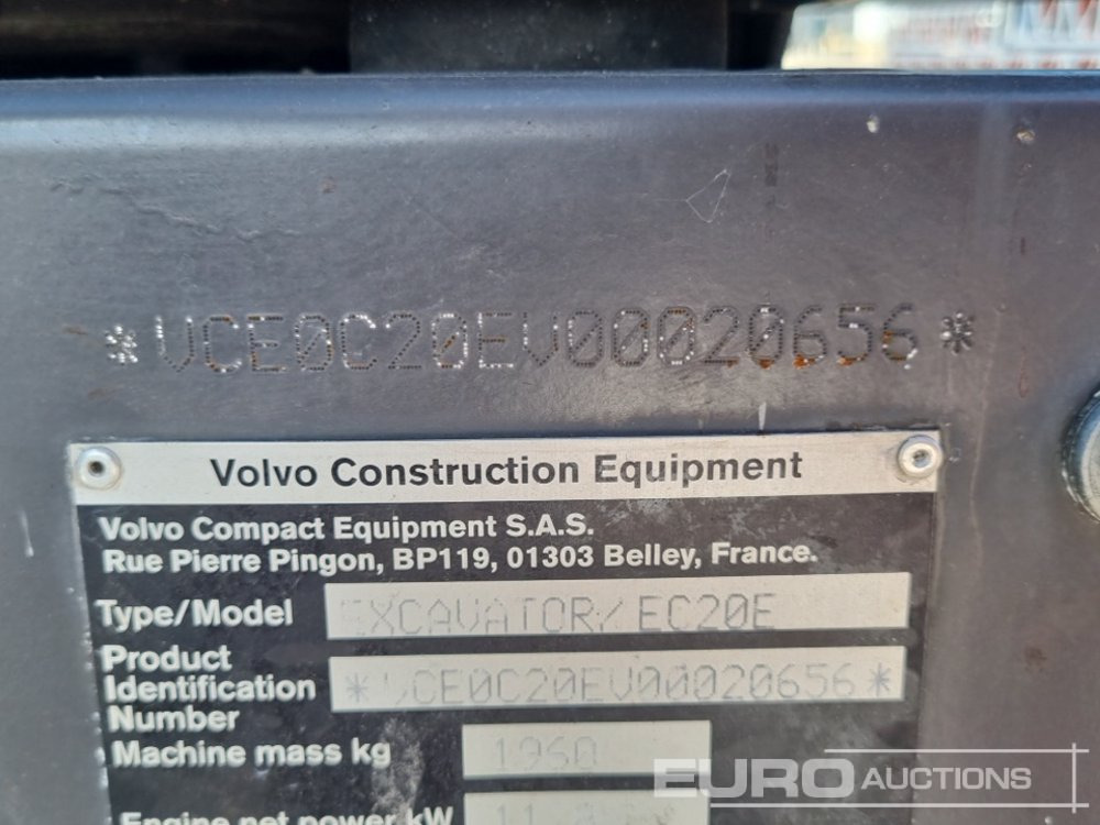 2021 Volvo EC20E - Minikotró: 1 kép. 2021 Volvo EC20E - Minikotró: 1 kép.