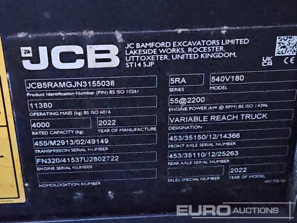 Teleszkópos rakodó 2022 JCB 540-180 Hi Viz: 41 kép.