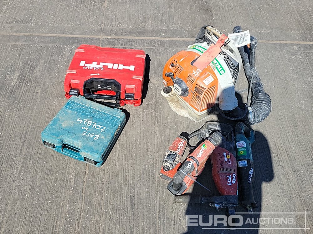 Makita Battery Reciprocating Saw, Hilti 110Volt Diamond Core Drill, Hilti Battery Hammer Drill, Hilti Battery Impact Gun, Makita 110Volt Impact Gun, Hilti Battery Drill, Stihl Petrol Backpack Leaf Blo - Építőipari berendezések: 4 kép. Makita Battery Reciprocating Saw, Hilti 110Volt Diamond Core Drill, Hilti Battery Hammer Drill, Hilti Battery Impact Gun, Makita 110Volt Impact Gun, Hilti Battery Drill, Stihl Petrol Backpack Leaf Blo - Építőipari berendezések: 4 kép.