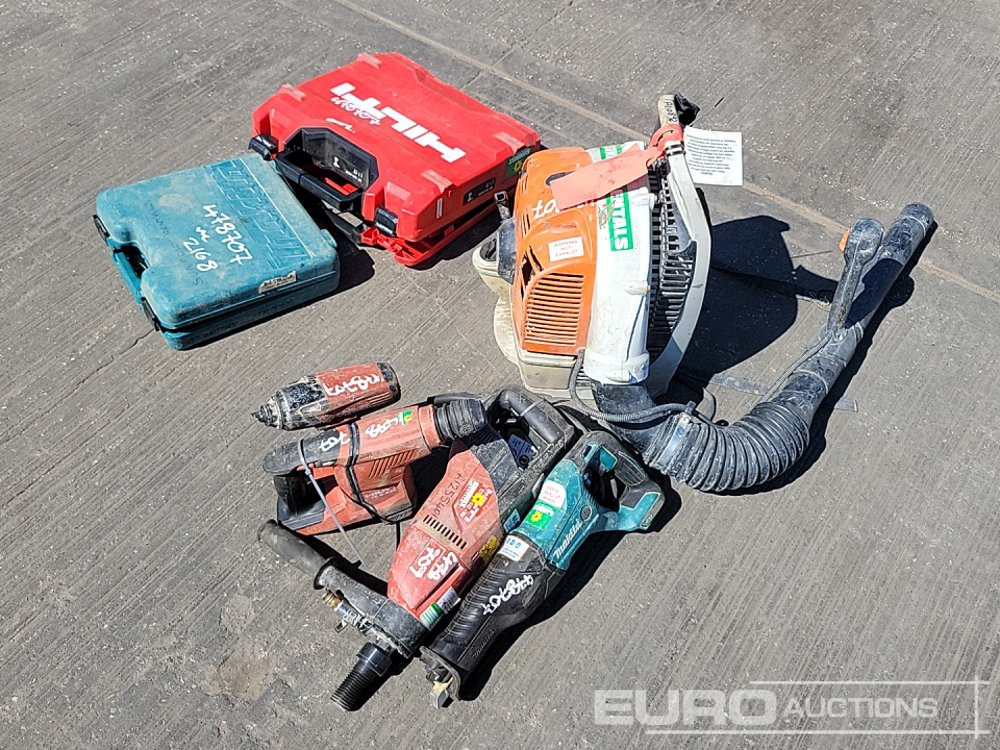 Makita Battery Reciprocating Saw, Hilti 110Volt Diamond Core Drill, Hilti Battery Hammer Drill, Hilti Battery Impact Gun, Makita 110Volt Impact Gun, Hilti Battery Drill, Stihl Petrol Backpack Leaf Blo - Építőipari berendezések: 5 kép. Makita Battery Reciprocating Saw, Hilti 110Volt Diamond Core Drill, Hilti Battery Hammer Drill, Hilti Battery Impact Gun, Makita 110Volt Impact Gun, Hilti Battery Drill, Stihl Petrol Backpack Leaf Blo - Építőipari berendezések: 5 kép.
