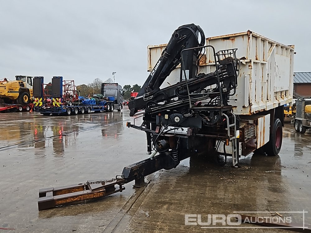 Single Axle Draw Bar Hydraulic Tipping Trailer, Sprung Draw Bar, 10 Stud Axle, Hiab 071AW Hydraulic Loading Crane - Mezőgazdasági pótkocsi: 1 kép. Single Axle Draw Bar Hydraulic Tipping Trailer, Sprung Draw Bar, 10 Stud Axle, Hiab 071AW Hydraulic Loading Crane - Mezőgazdasági pótkocsi: 1 kép.