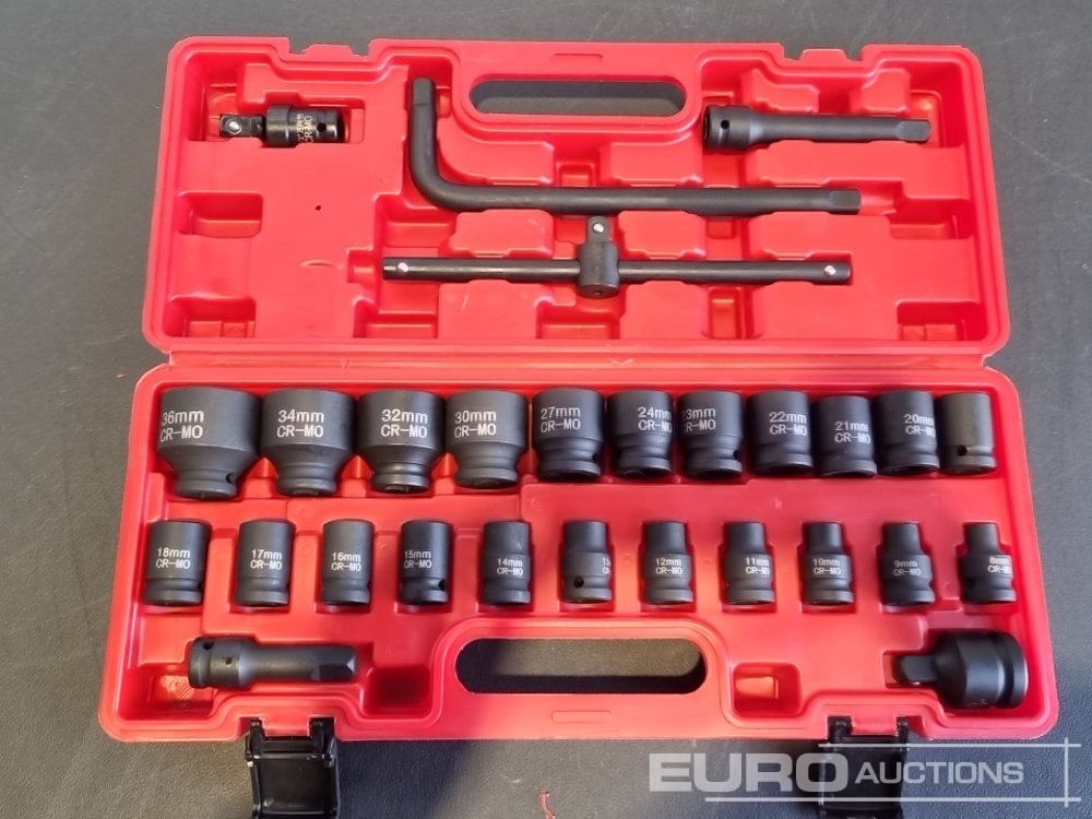 Unused 2025 Boss 1/2" 28pc Pneumatic Short Sleeve Socket Set, 3" Connecting Rod, 5" Connecting Rod Universal Joint, 10" Sliding Rod, 10" Bending Rod Adapter 3/4"-1/2" - Garázs felszerelés: 4 kép. Unused 2025 Boss 1/2" 28pc Pneumatic Short Sleeve Socket Set, 3" Connecting Rod, 5" Connecting Rod Universal Joint, 10" Sliding Rod, 10" Bending Rod Adapter 3/4"-1/2" - Garázs felszerelés: 4 kép.
