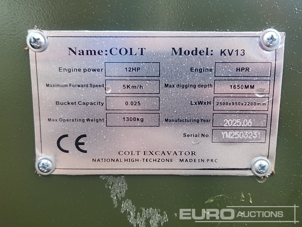 Unused 2025 Colt KV13 - Minikotró: 2 kép. Unused 2025 Colt KV13 - Minikotró: 2 kép.