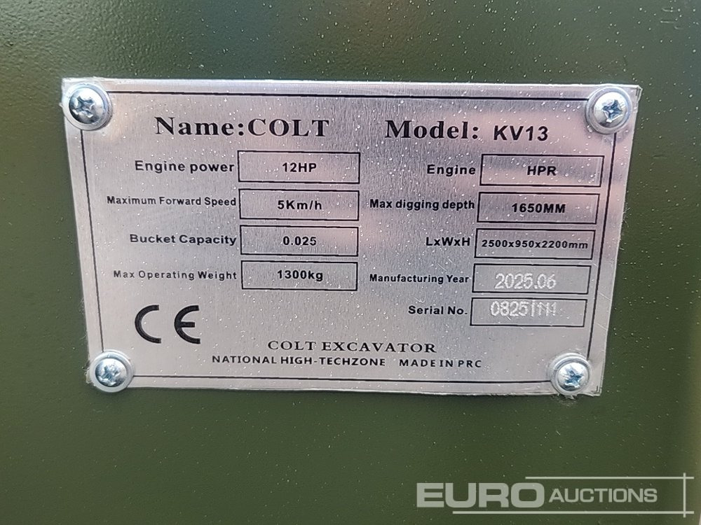 Unused 2025 Colt KV13 - Minikotró: 2 kép. Unused 2025 Colt KV13 - Minikotró: 2 kép.