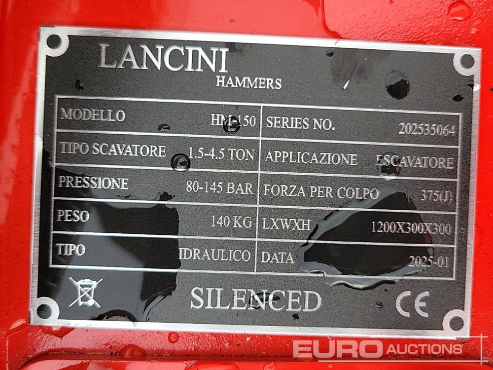 Hidraulikus törőfej Unused 2025 Lancini HM-150: 16 kép. Hidraulikus törőfej Unused 2025 Lancini HM-150: 16 kép.