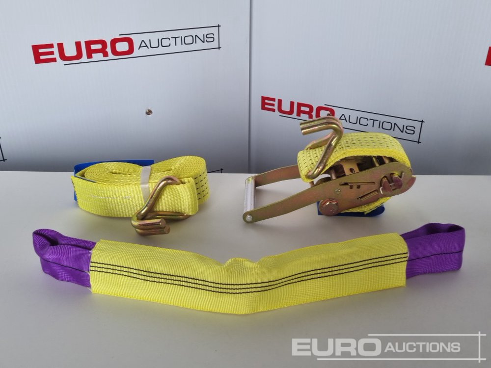 Építőipari berendezések Unused Boss 4M x 50mm 5 Ton Ratchet Straps with Sling (4 of): 29 kép.