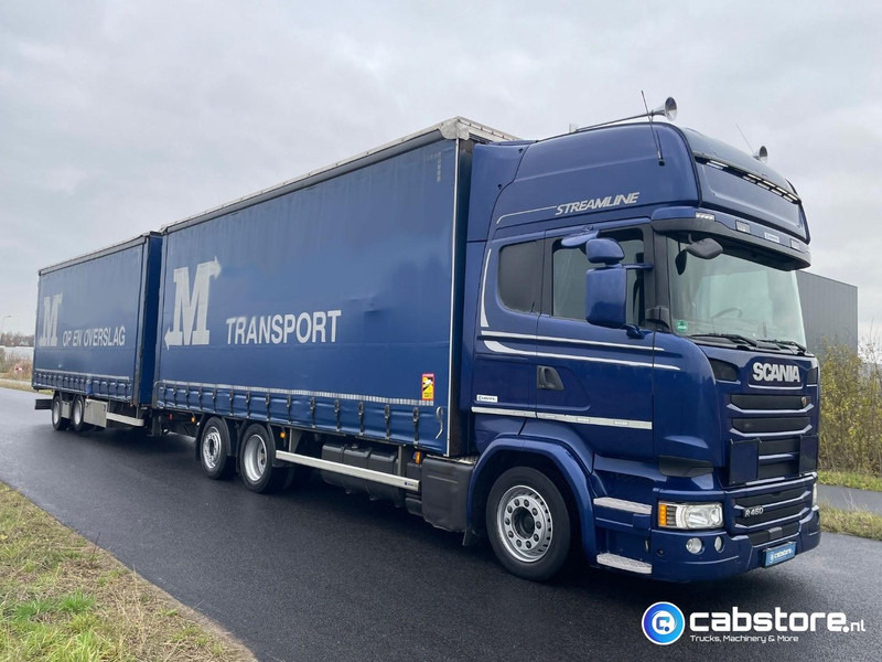 Scania R450 LB6X2MLB Euro 6 - Bouwjaar 2016 - Topline - Doorlaad-volume combi+ Wecon Middenas aanhangwagen - Good condition - Ponyvás teherautó: 1 kép. Scania R450 LB6X2MLB Euro 6 - Bouwjaar 2016 - Topline - Doorlaad-volume combi+ Wecon Middenas aanhangwagen - Good condition - Ponyvás teherautó: 1 kép.