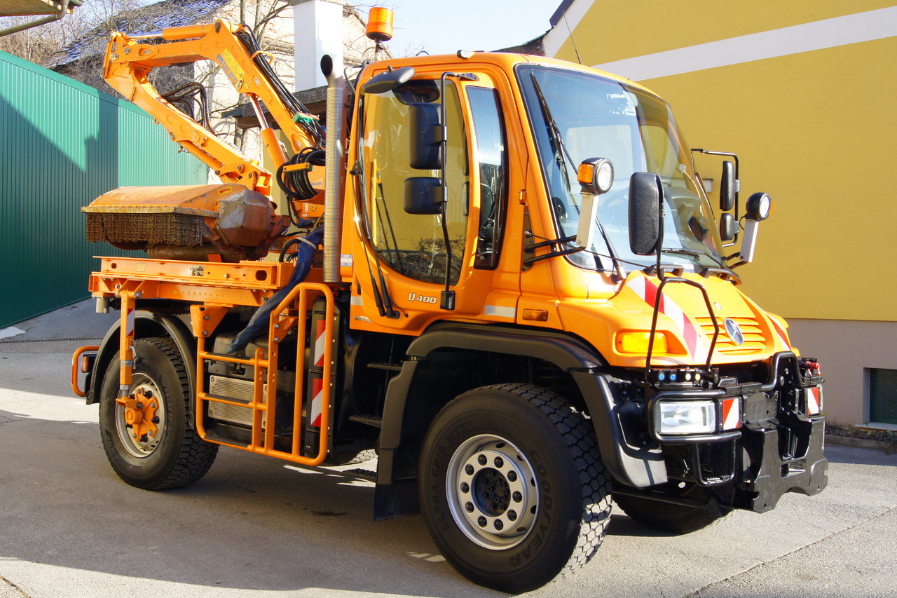 Billenőplatós teherautó UNIMOG Unimog U 400/Hydrostat/Mähtür +MULAG MHU 800: 7 kép.