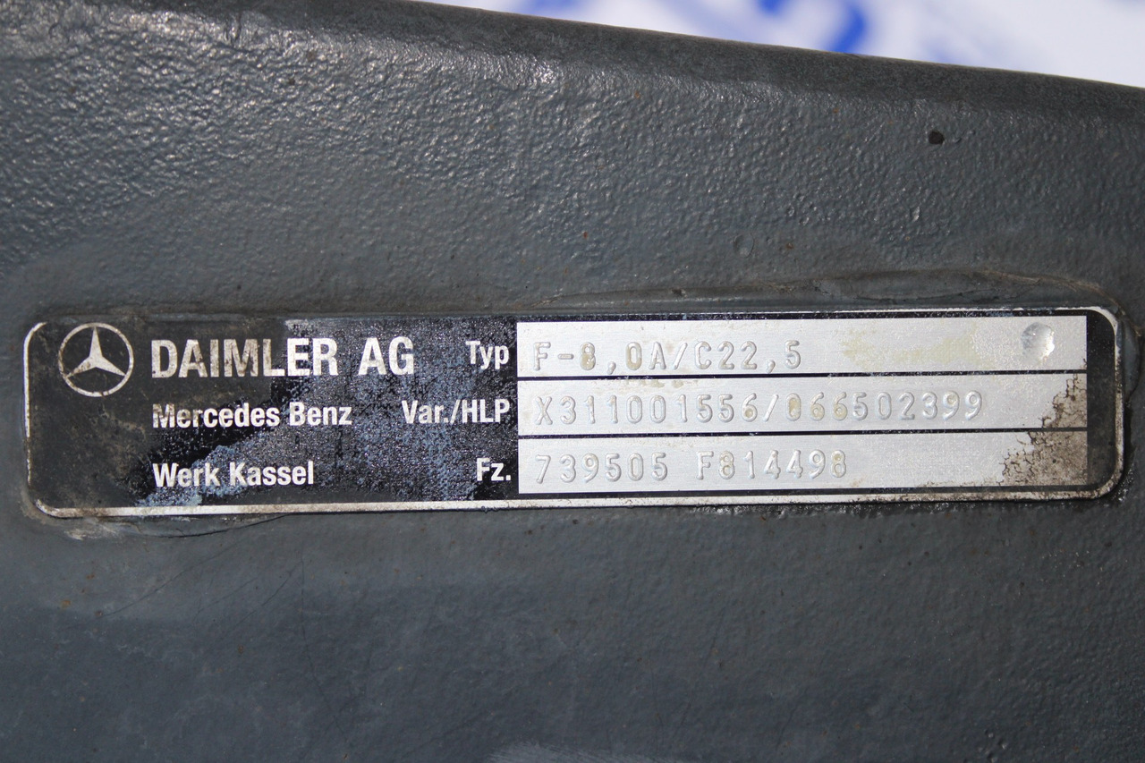 AXA FATA MEGA MERCEDES ACTROS MP4 F-8,0A-C22,5 X311001556 A9603310501 - Első tengely - Teherautó: 3 kép. AXA FATA MEGA MERCEDES ACTROS MP4 F-8,0A-C22,5 X311001556 A9603310501 - Első tengely - Teherautó: 3 kép.