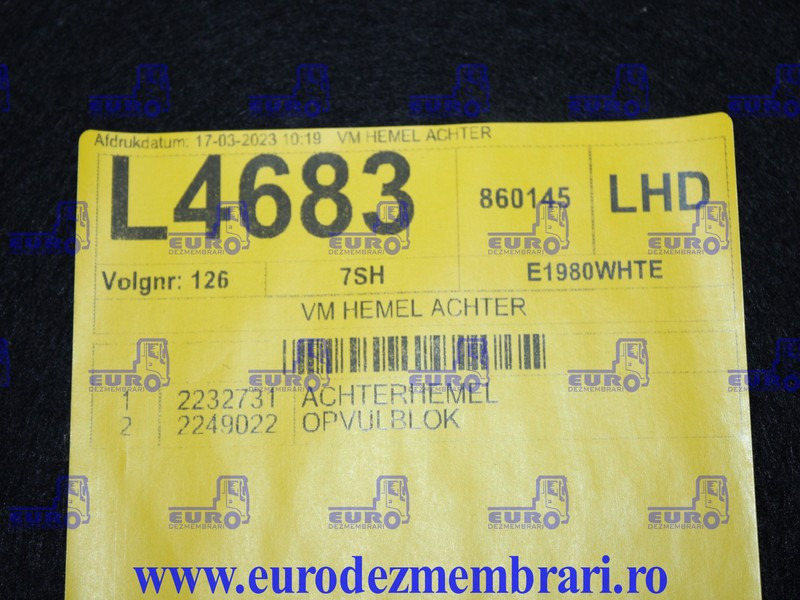 ELEMENT INTERIOR CABINA DAF XF XG 2232731 - Fülke és belső tér - Teherautó: 2 kép. ELEMENT INTERIOR CABINA DAF XF XG 2232731 - Fülke és belső tér - Teherautó: 2 kép.