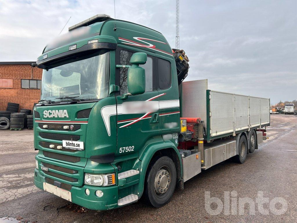 Scania R450 6x2*4 Palfinger PK22002 EH - Platós teherautó, Darus autó: 1 kép. Scania R450 6x2*4 Palfinger PK22002 EH - Platós teherautó, Darus autó: 1 kép.