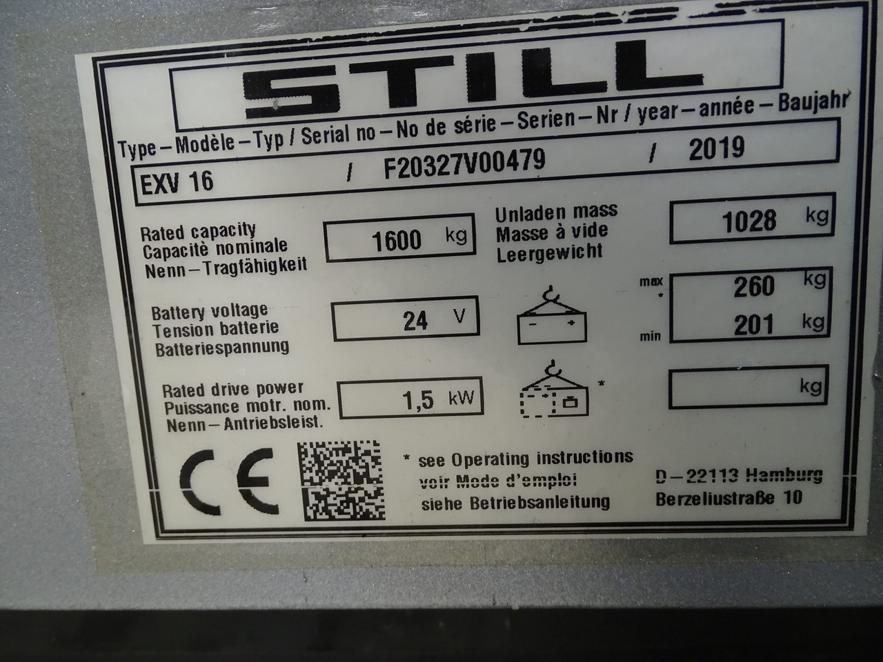 Still EXV16/1600MM - Emelőtargoncá: 5 kép. Still EXV16/1600MM - Emelőtargoncá: 5 kép.